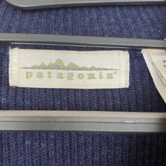 Patagonia Rare Vintage Wool Men's Navy Drivers knit Zip-Up Jacket Sweater Medium - Picture 2 of 10